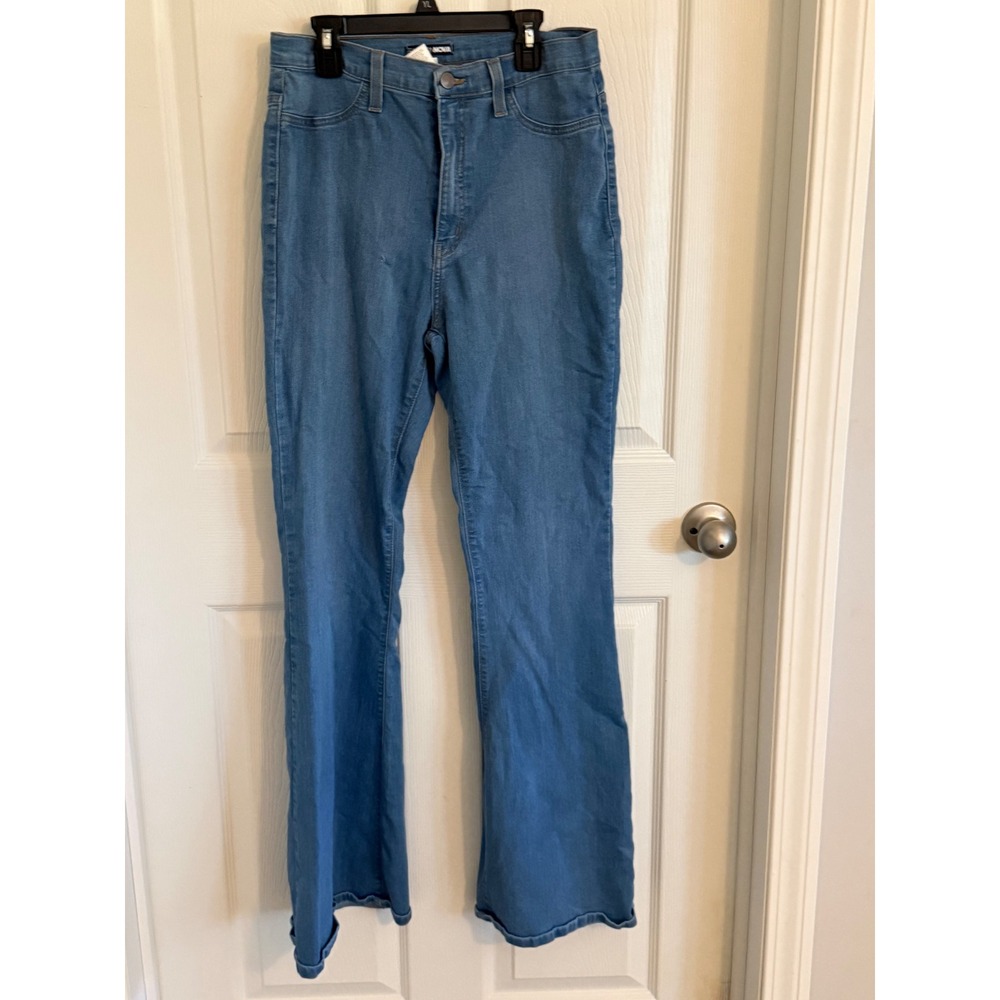 Fashion Nova Womens High Waisted Flare Jeans Blue Medium Wash P522FN Size 13 W30